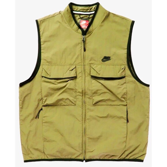 NEW NIKE FZ0748-307 TECH WOVEN GREEN POCKETS FZ UTILITY WIND VEST MEN'S LARGE - Picture 1 of 4